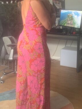 Floral Pink & Rust Slip Jumpsuit
